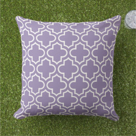 Almofada Padrão de Quatrefoil roxo moderno marroquino