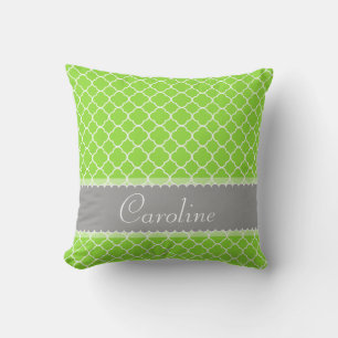 Almofada Padrão de Quatrefoil Verde Brilhante Personalizáve