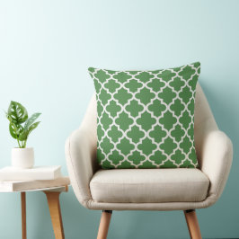 Almofada Padrão de Quatrefoil Verde e Branco moderno