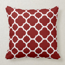 Almofada Padrão de Quatrefoil Vermelho Sunburst