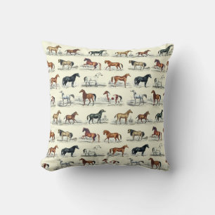 Almofada Padrão de Raças de Cavalos de Vintagem Elegante
