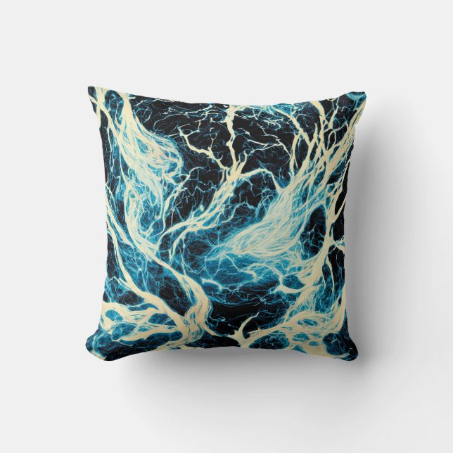 Almofada Padrão de raios da tempestade azul (Frente)