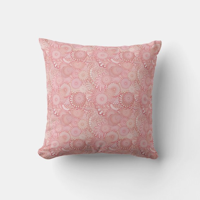 Almofada Padrão de redemoinho rosa e pêssego (Frente)