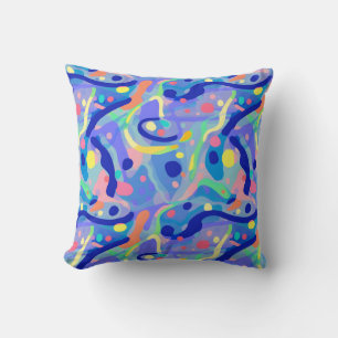 Almofada Padrão de repetição de neon azul-Abstrato de-grana