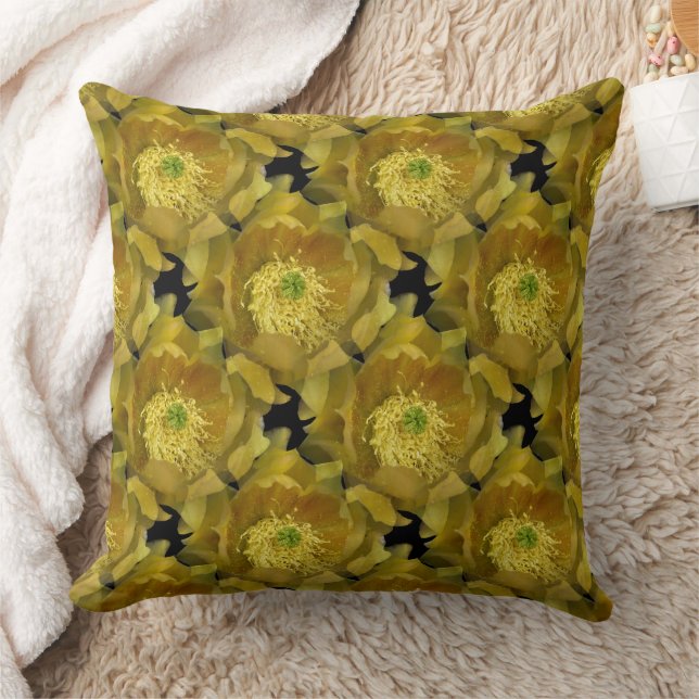 Almofada Padrão de repetição do ventilador amarelo do cacto (Cobertor)