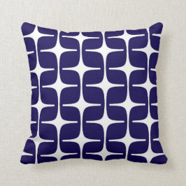 Almofada Padrão de Retângulo de Mod em Azul e Branco Cobalt