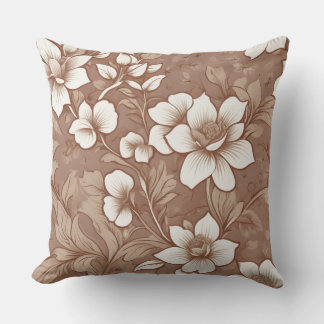 Almofada Padrão de Rosa Marrom Elegante