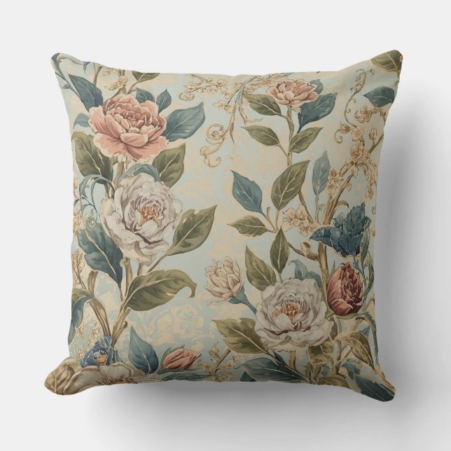 Almofada Padrão de Rosas de Luxo Elegante (Frente)