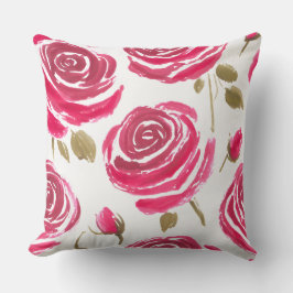 Almofada padrão de rosas pintadas de vermelho