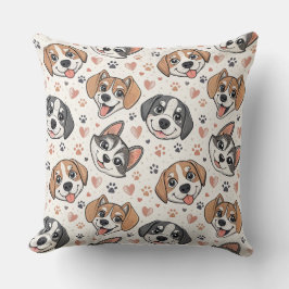 Almofada Padrão de Rosto de Cachorrinho Fofo Design para Cr