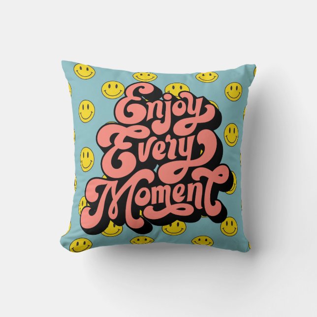 Almofada Padrão de Rosto Sorridente - Sorrisos Amarelos Cut (Frente)