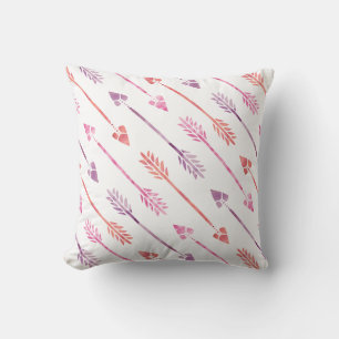 Almofada Padrão de Setas de Aquarela Rosa