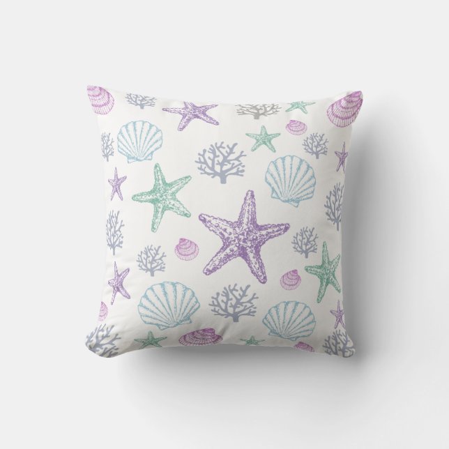 Almofada Padrão de Shell de Starfish Roxo (Frente)