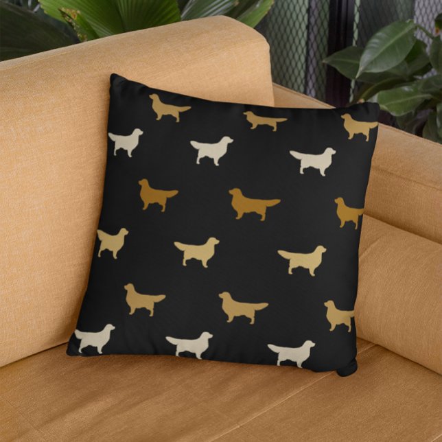 Almofada Padrão de Silhuetas de Retriever Dourado (Criador carregado)