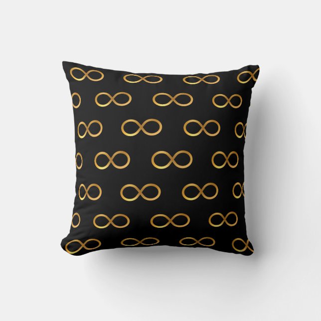 Almofada Padrão de Símbolo de Infinito Dourado (Frente)