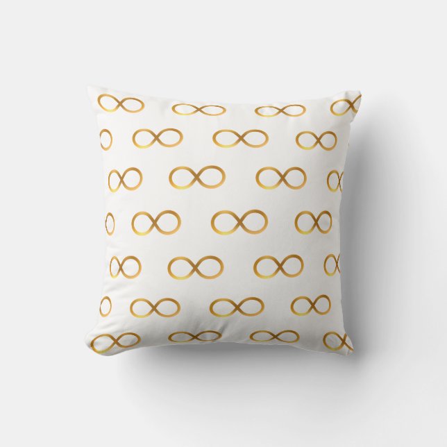 Almofada Padrão de Símbolo de Infinito Dourado (Frente)