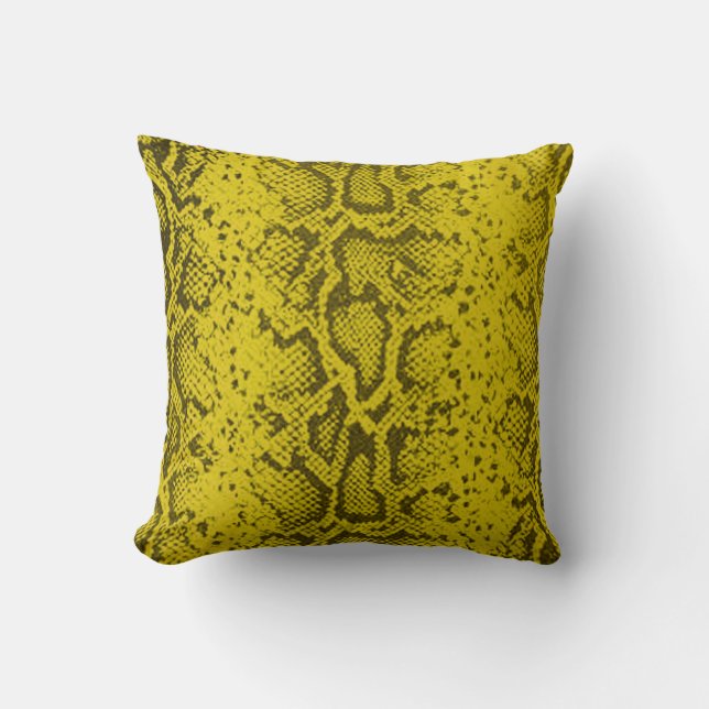 Almofada Padrão de Snakeskin Exótico| amarelo (Frente)