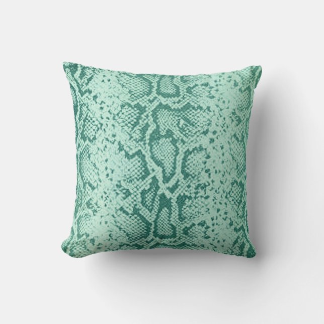Almofada Padrão de Snakeskin Exótico| azul de menta (Frente)