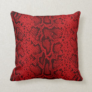 Almofada Padrão de Snakeskin Exótico vermelho rubi