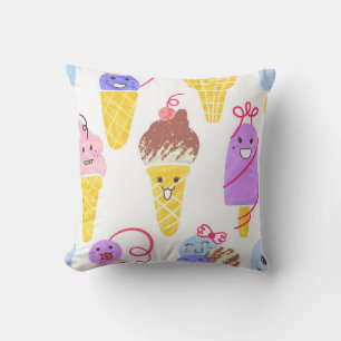 Almofada Padrão de Sorvetes Kawaii, Caractere Kawaii Ice C