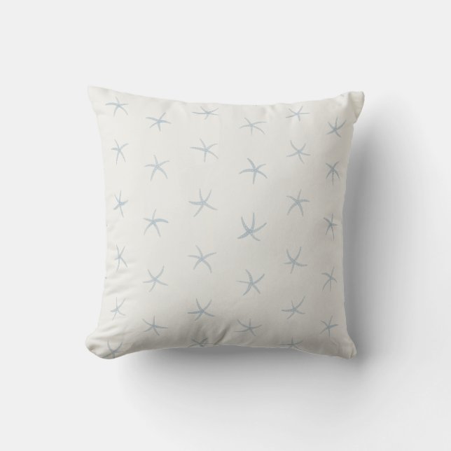 Almofada Padrão de Starfish Azul-Bebê DesligadoBranco (Frente)
