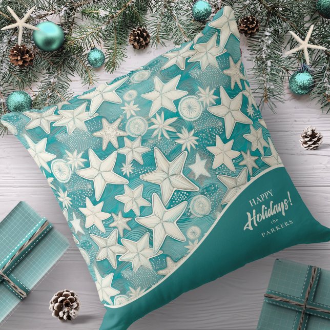 Almofada Padrão de Starfish e Dólares de Areia Estilizado#2 (Criador carregado)