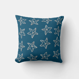 Almofada Padrão De Starfish Na Cor Azul Do Oceano