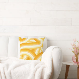 Almofada Padrão de Stripes Arco-Íris Retroativo Amarelo