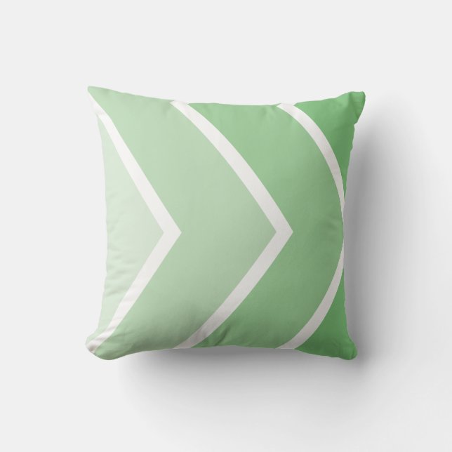 Almofada Padrão de Stripes Chevron do Ombré Verde (Frente)