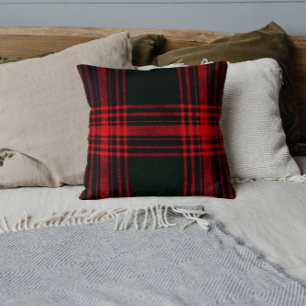 Almofada padrão de tartan vermelho&preto