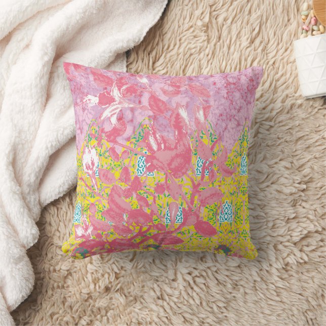 Almofada Padrão de tecido vibrante com cor-de-rosa, amarela (Cobertor)