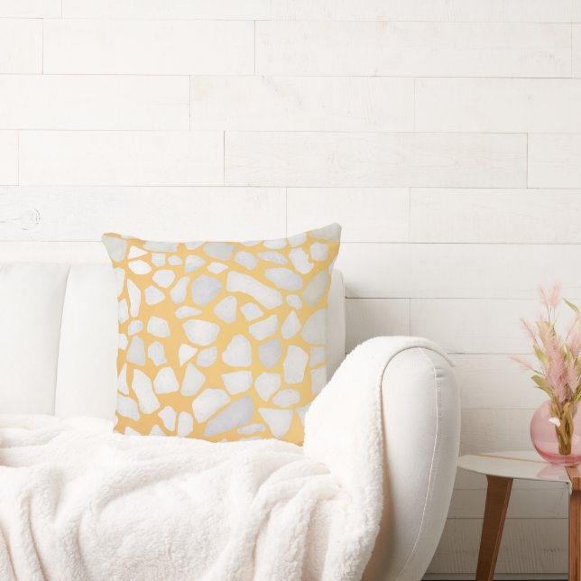 Almofada Padrão de Terrazzo Branco Laranja Moderno (Sofá)