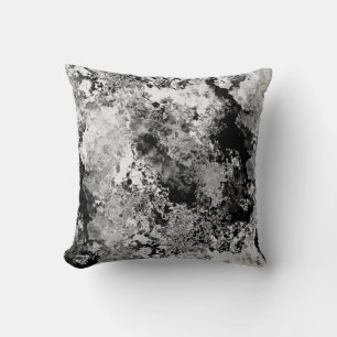 Almofada Padrão de Textura de Abstrato Branco e Preto da C