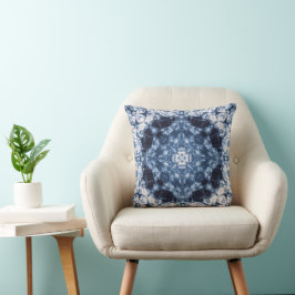 Almofada Padrão de Tie-Dye Shibori Kaleidoscópio Índigo
