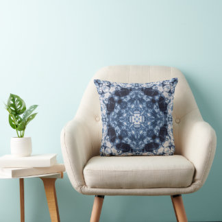 Almofada Padrão de Tie-Dye Shibori Kaleidoscópio Índigo