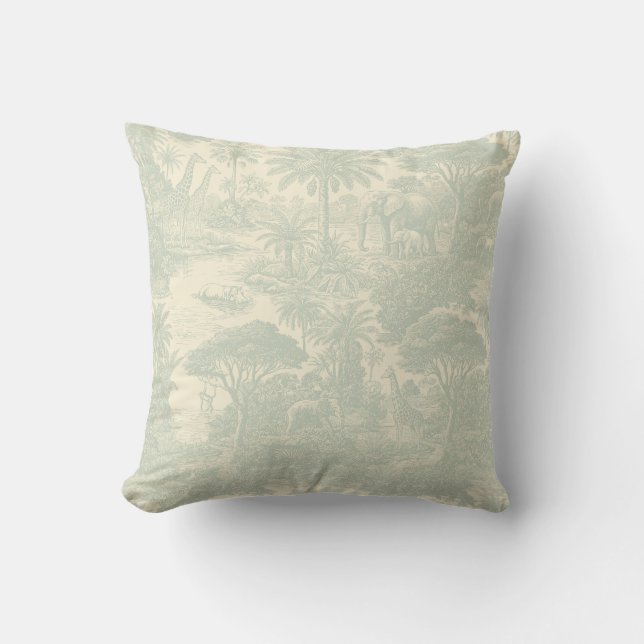 Almofada Padrão de Toalete de Selva Design Cênico Tropical (Frente)