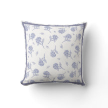 Padrão de Toile Botânico de Hortênsia Azul e Branc