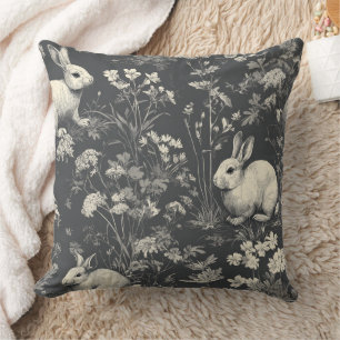 Almofada Padrão de Toile de Coelho da Floresta Negra Elegan
