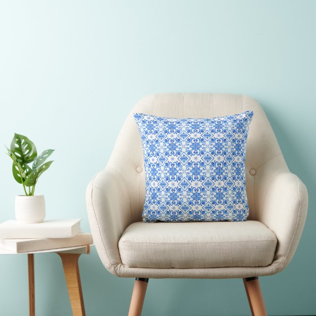 Almofada Padrão de Toile Francês Azul (Cadeira)