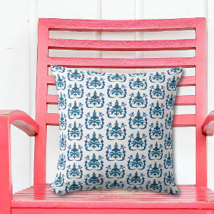 Almofada Padrão de Toile Francês em Aquarela Azul