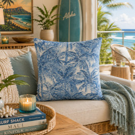 Almofada Padrão de Toile Tropical Vintage de Palmeira