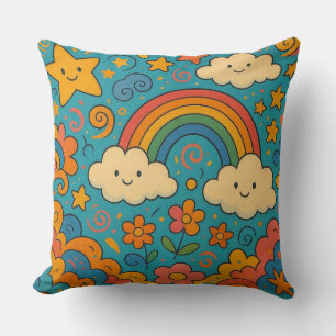 Almofada Padrão de Travesseiro Estético Vintage Fofo 🌈✨🌸