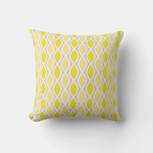 Almofada Padrão de Treliça Amarelo e Cinza Chic