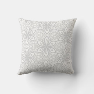 Almofada Padrão de Treliça Floral Cinza Suave
