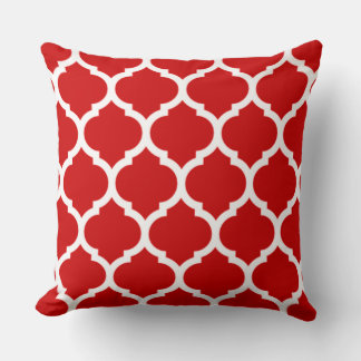 Almofada Padrão de treliça marroquina Quatrefoil Vermelho