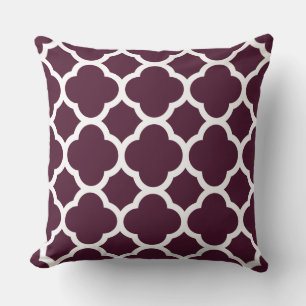 Almofada Padrão de Trevo de Quatro Folhas Roxo Escuro