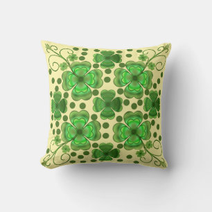Almofada Padrão de Trevo e Redemoinho Verde Metálico Person
