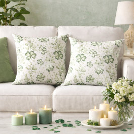 Almofada Padrão de Trevo Verde Elegante