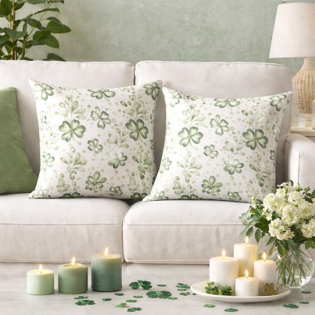 Almofada Padrão de Trevo Verde Elegante  (Criador carregado)