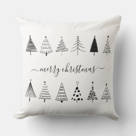 Almofada Padrão de Vazio de Natal e Árvores Brancas minimal
